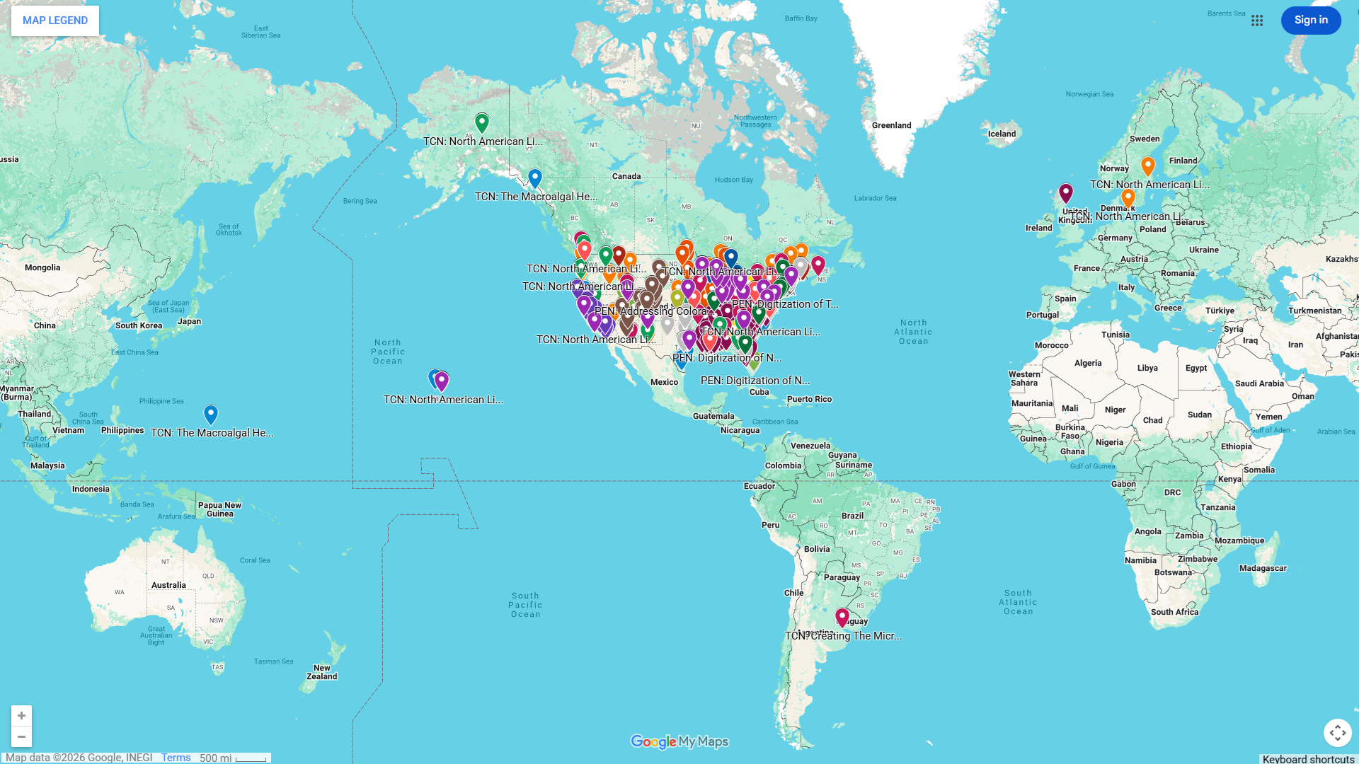 Map of institutions collaborating in NSF's ADBC program